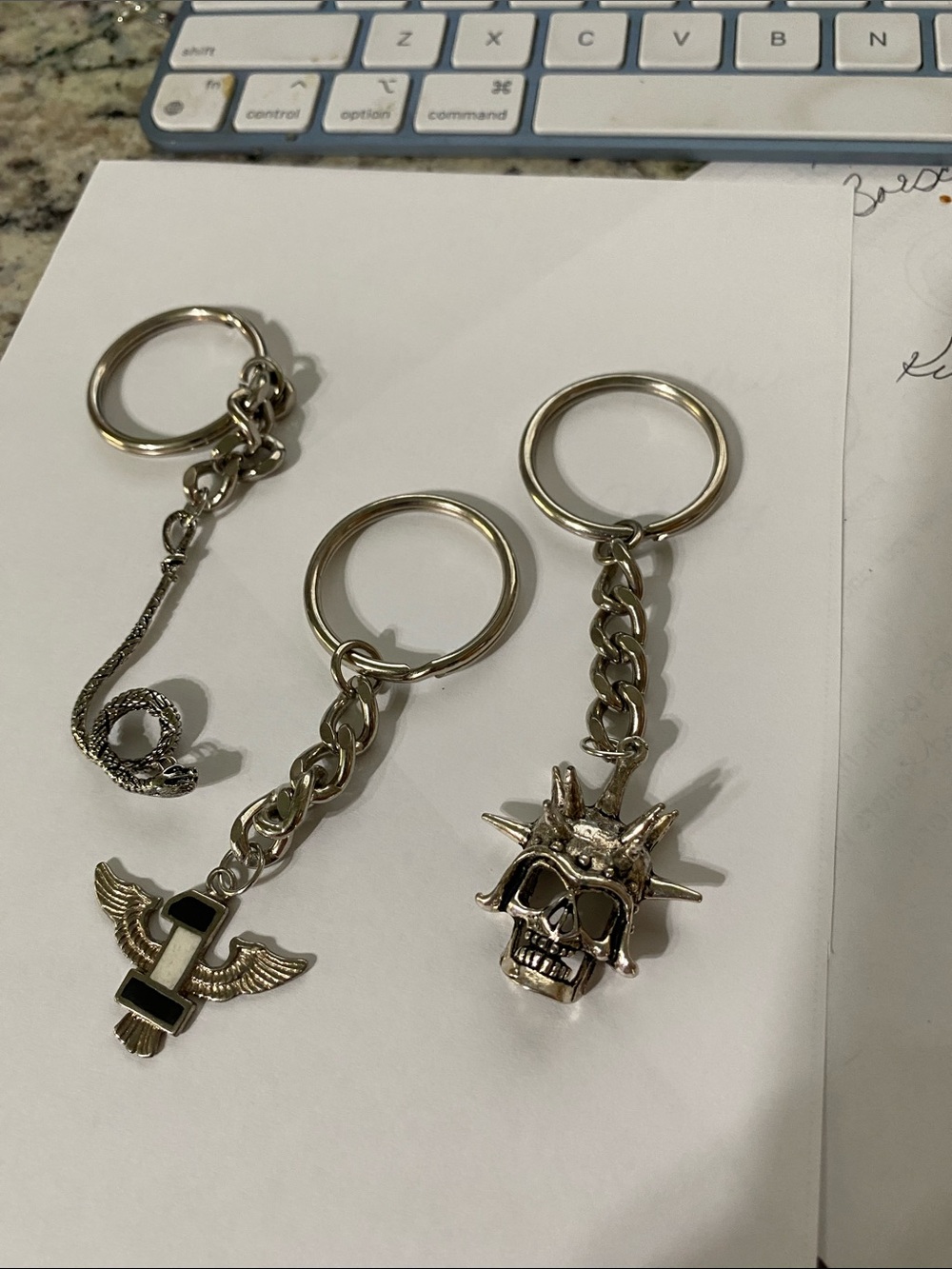 Silver Skull Spike Key Ring - Men Accessories Key & Card Holders